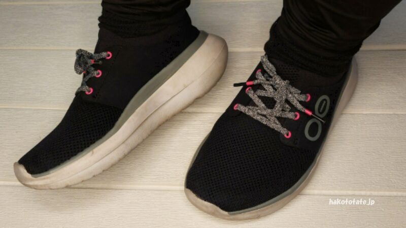 ウーマイストライドのソールがわかるように撮った写真